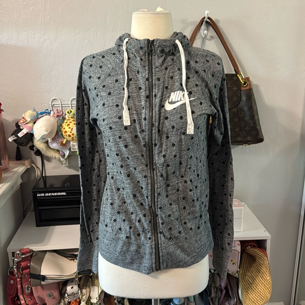 Nike Grey & Black Polka Dot Zip Up